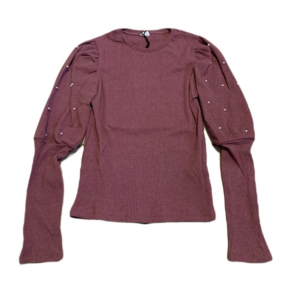 Zara Dusty Rose Blouse with Pearl Details - Picture 1 of 5